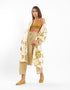 Printed harem pants with pleats on the front and back